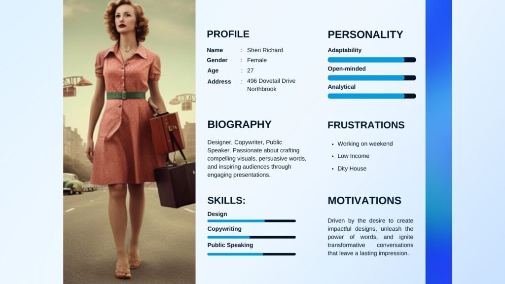 Buyer persona template showing information for creating relevant content.